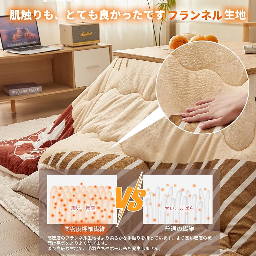 Amazon｜CHOSHOME こたつ布団 正方形 コタツ布団 厚手 中綿 1.4